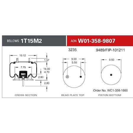 Firestone Air Spring, Suspension, 1T-Reversible Sleeve W013589807